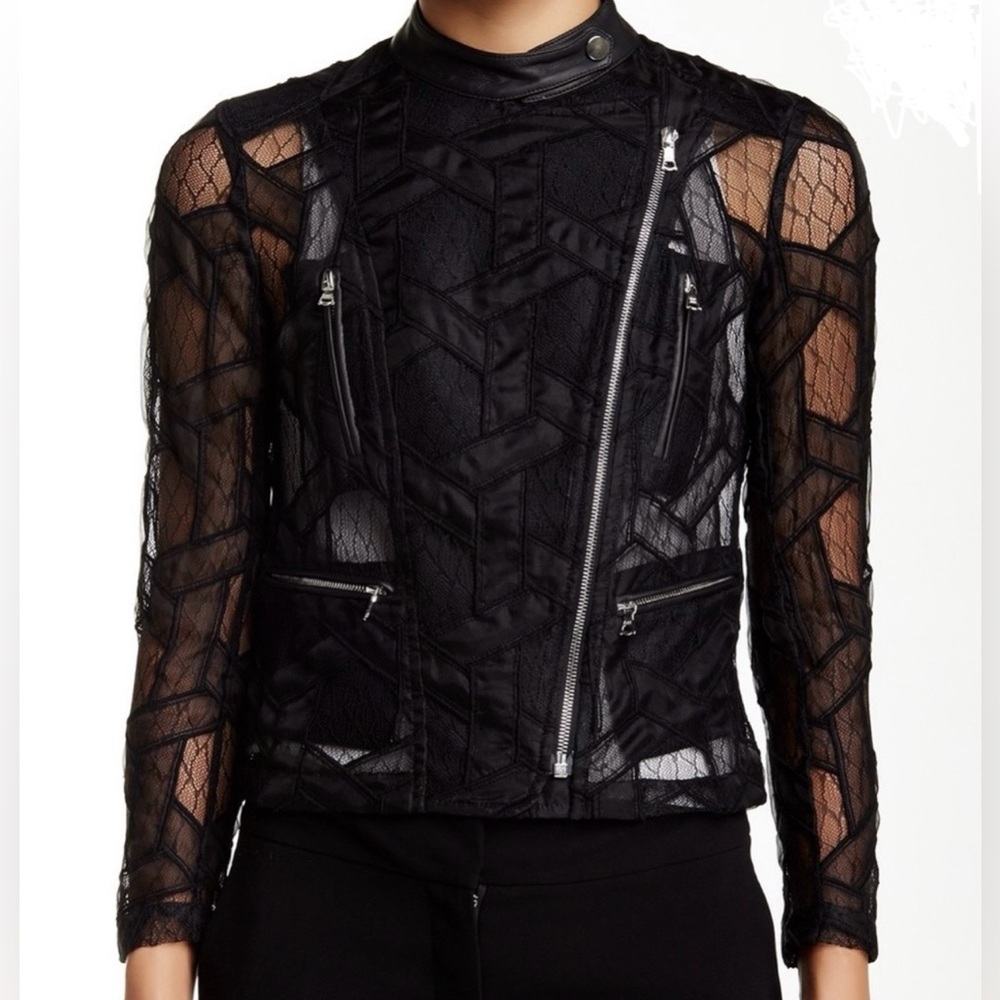 Yigal Azrouel Black Sheer Lace Jacket